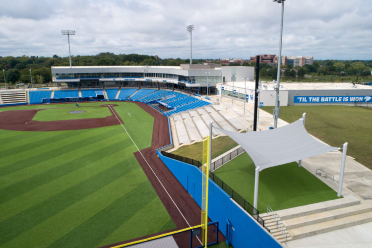 birds-eye view of entire baseball stadium