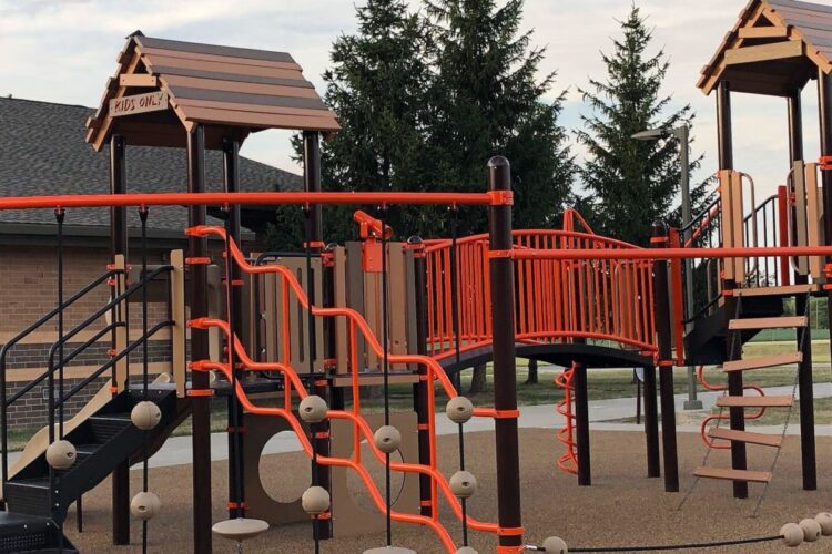climbing stairs and slide towers