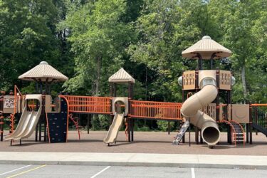 3 slides on the playground equipment