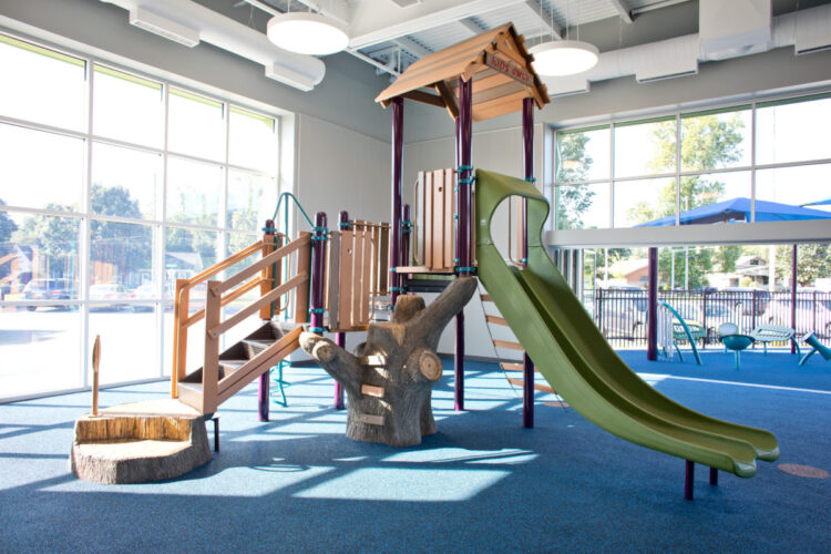 indoor climbing tower with slide