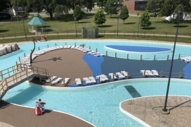 bridge crossing to pool area