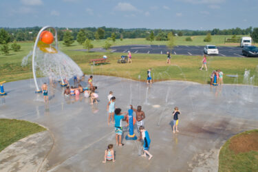 view of splashpad from a distance