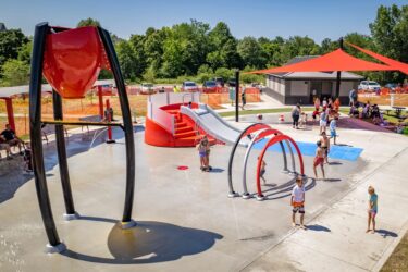 view of splash pad from a distance