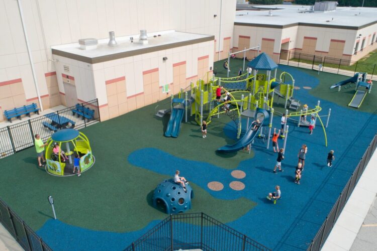 overview of Western Primary & Intermediate School playground from above