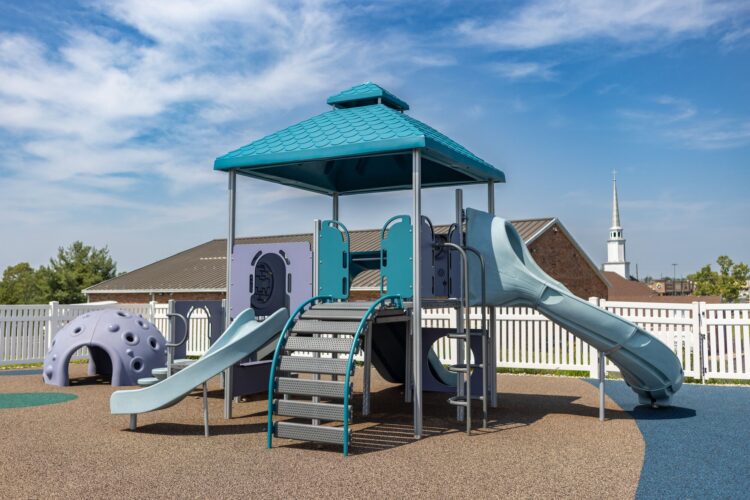 view of slides from distance