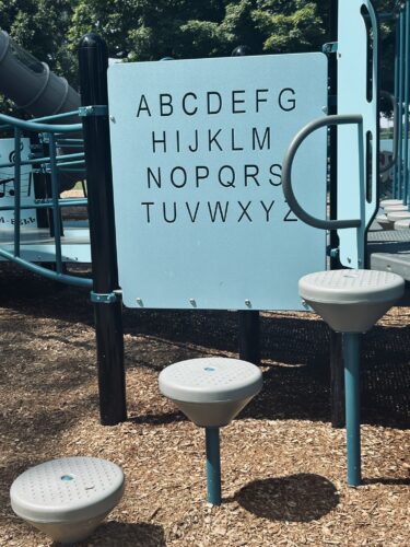 pod climbers and tracing panel with letters