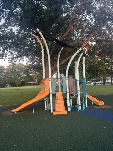 orange and blue play structure for kids aged 2-15