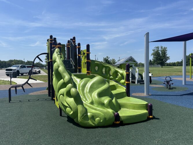 green climber steps and purple climber
