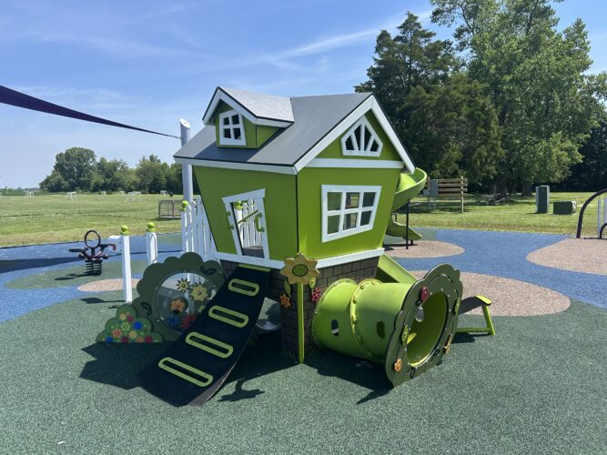 lime green imaginative play house for kids ages 2-5 with climber and tunnel