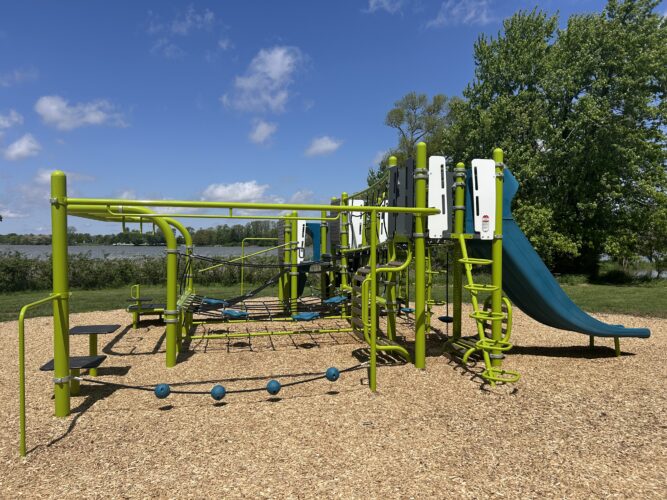playground equipment with rope walk and ladder