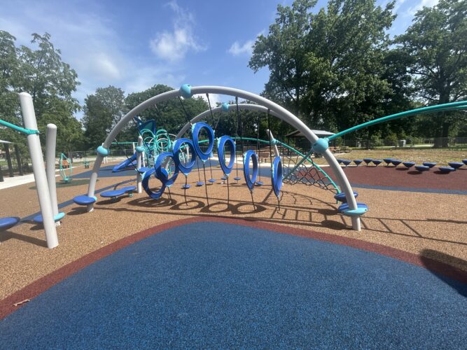 rubber safety surfacing with climber