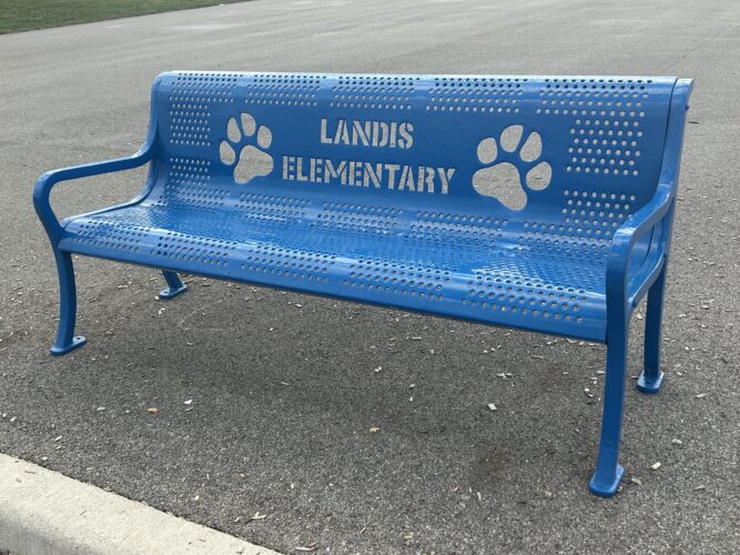 custom blue bench