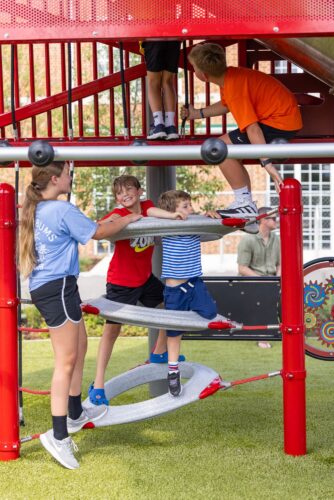 kids playing on a play structure